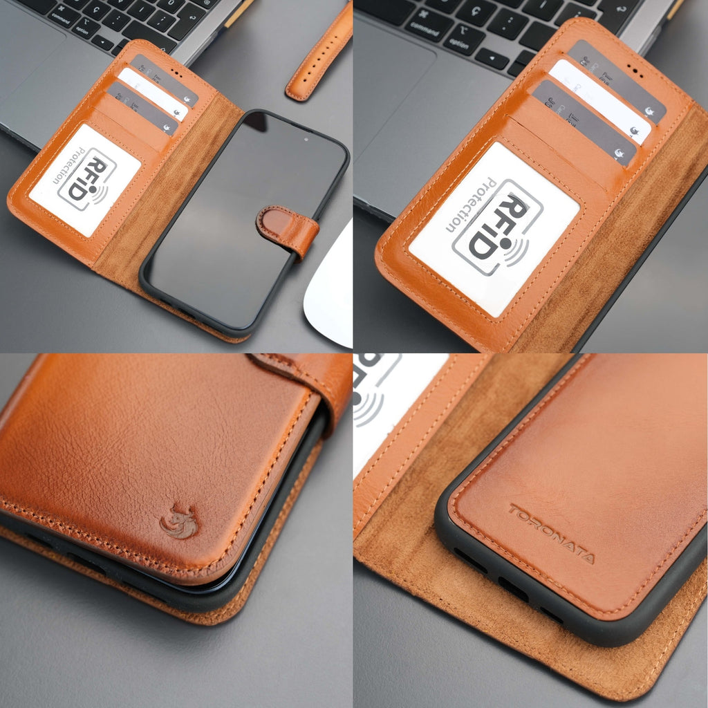 Casper Leather iPhone 15 Plus Wallet Case | Detachable MagSafe Compatible RFID Protection