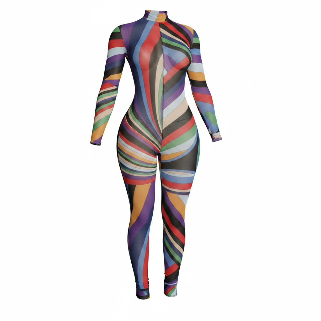 Geometric Mesh Jumpsuit