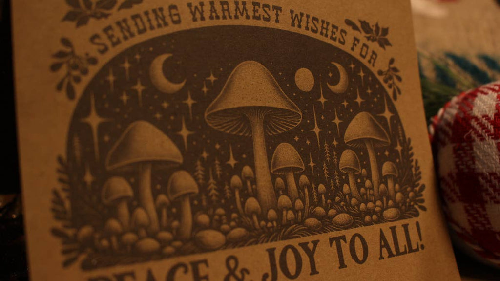Peace & Joy to All! Mushroom Christmas Holiday Card