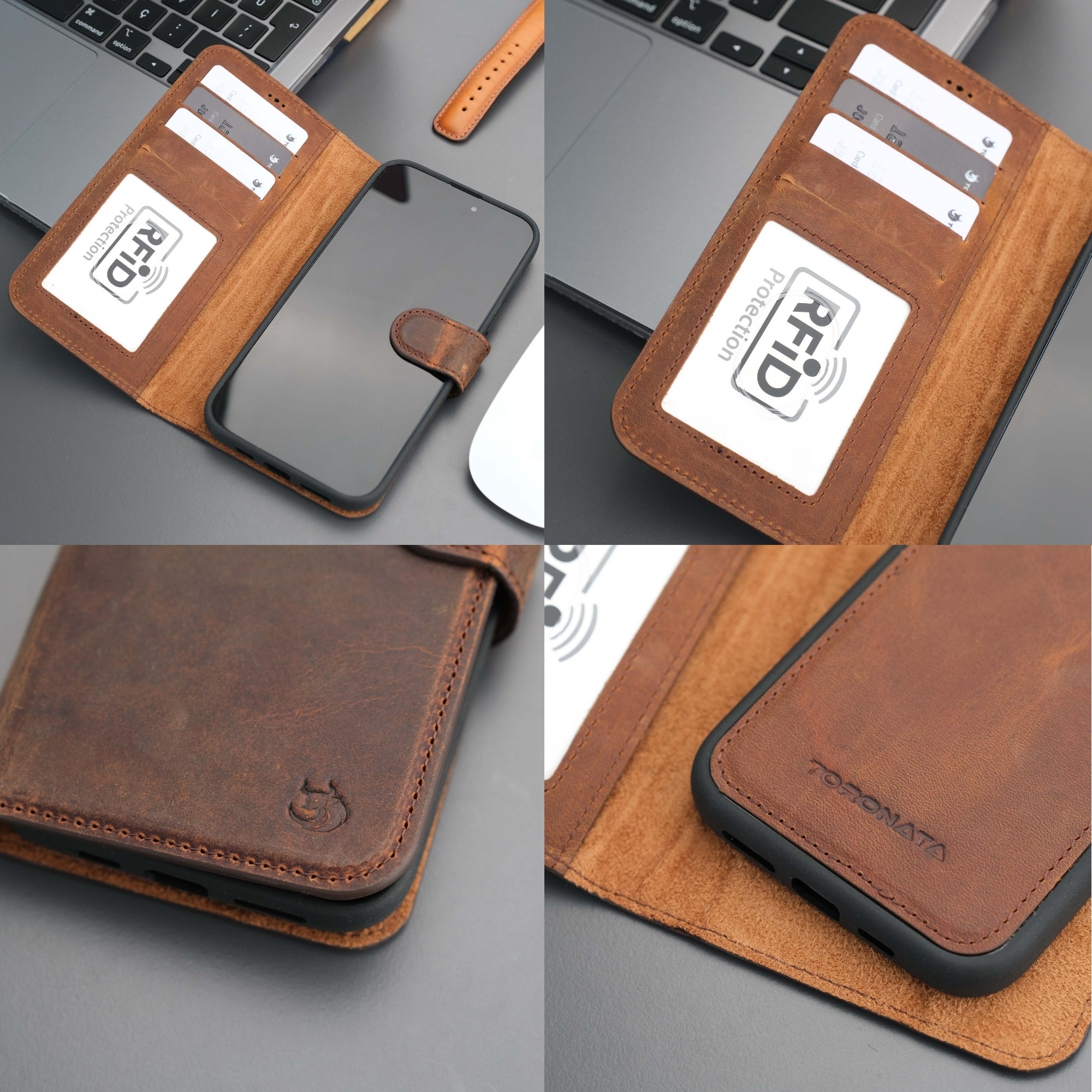 Casper Leather iPhone 15 Wallet Case | Detachable MagSafe Compatible RFID Protection