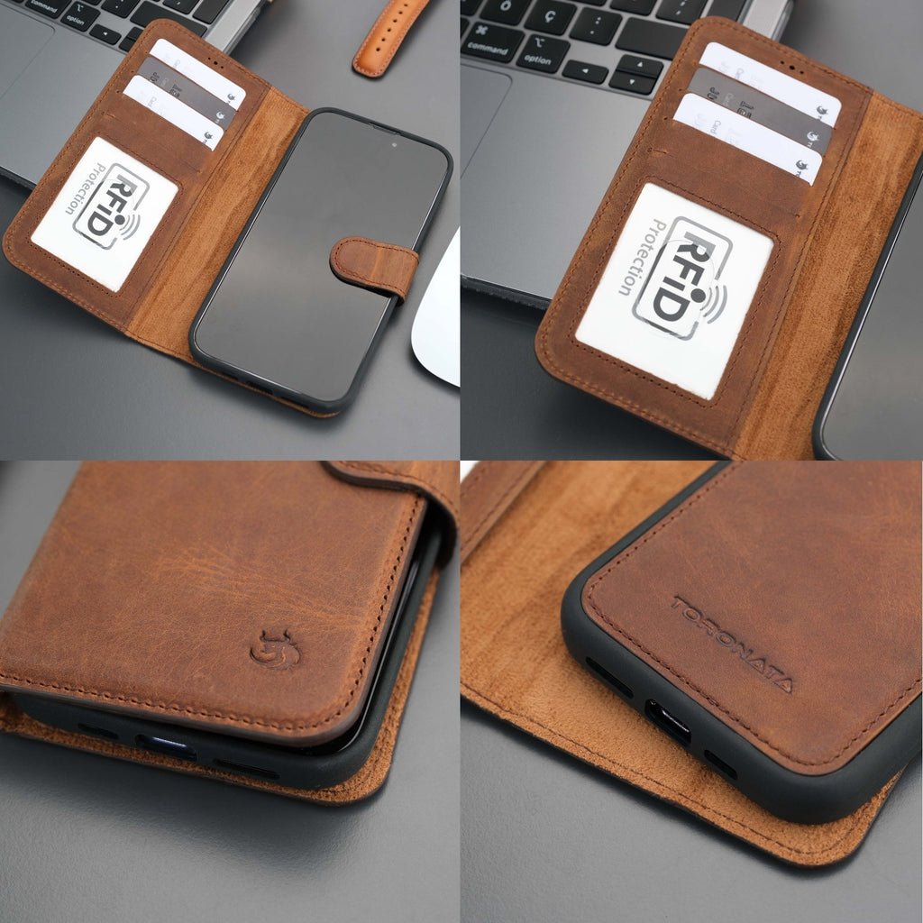 Casper Leather iPhone 15 Pro Wallet Case | Detachable MagSafe Compatible RFID Protection