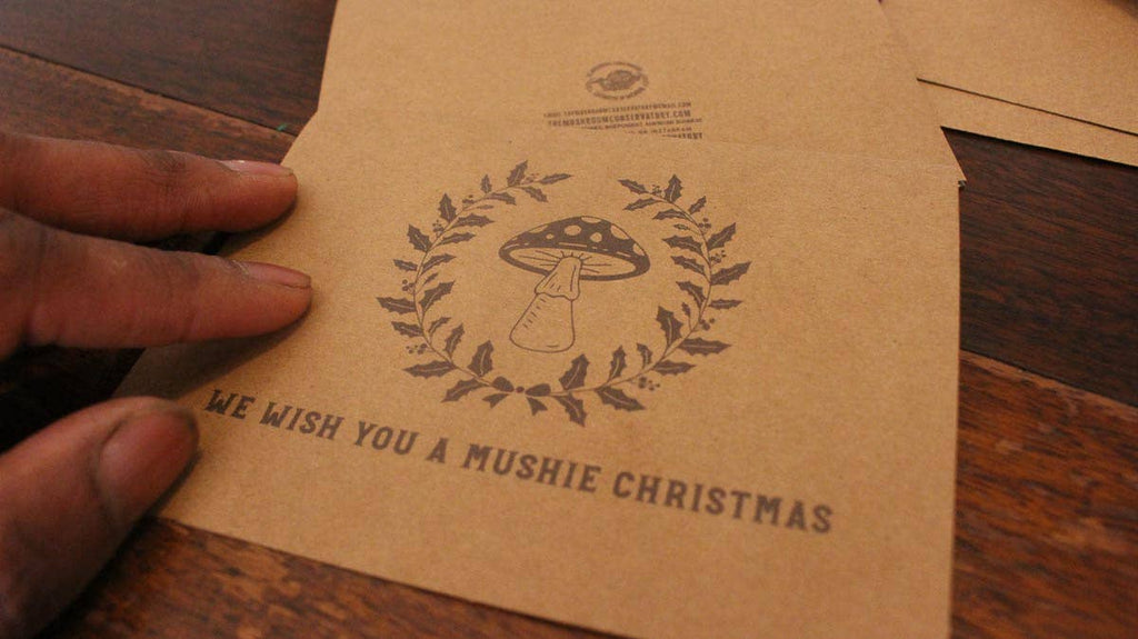 We Wish You A Mushie Christmas - Mushroom Christmas Card