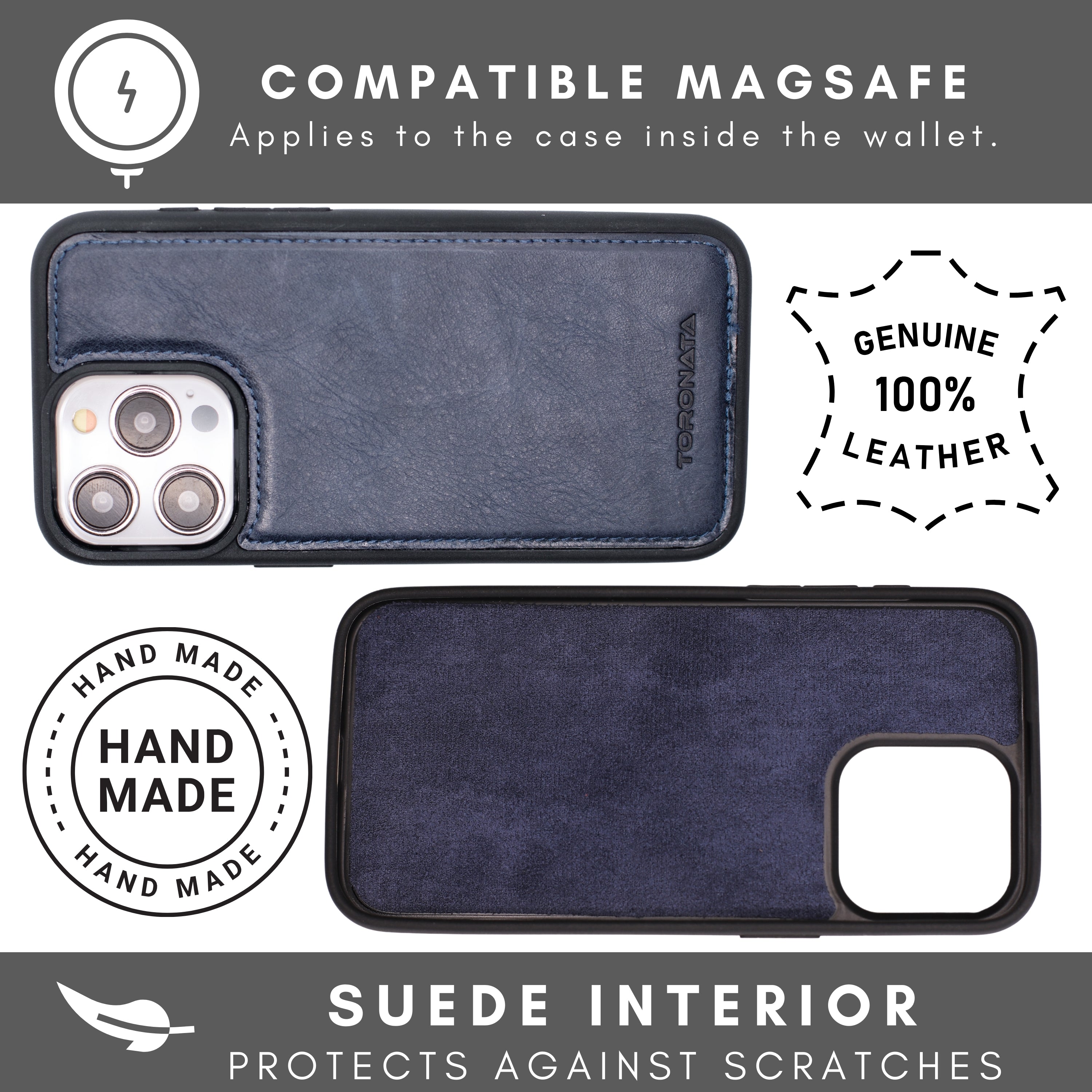 Vegas Premium Leather iPhone 15 Plus Wallet Case with MagSafe | Detachable RFID Blocking Luxury Wallet