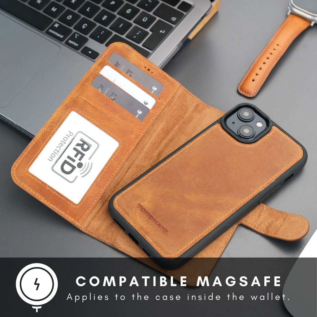 Casper Leather iPhone 15 Wallet Case | Detachable MagSafe Compatible RFID Protection