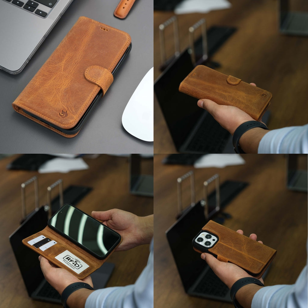Casper Leather iPhone 15 Pro Wallet Case | Detachable MagSafe Compatible RFID Protection