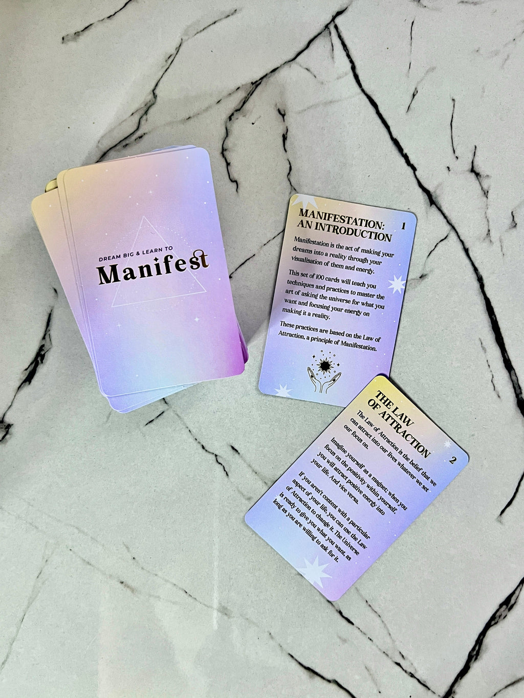 Dream Big and Learn to Manifest ~ Set of 100 Cards with Tips and Prompts to Master the Art of Manifestation