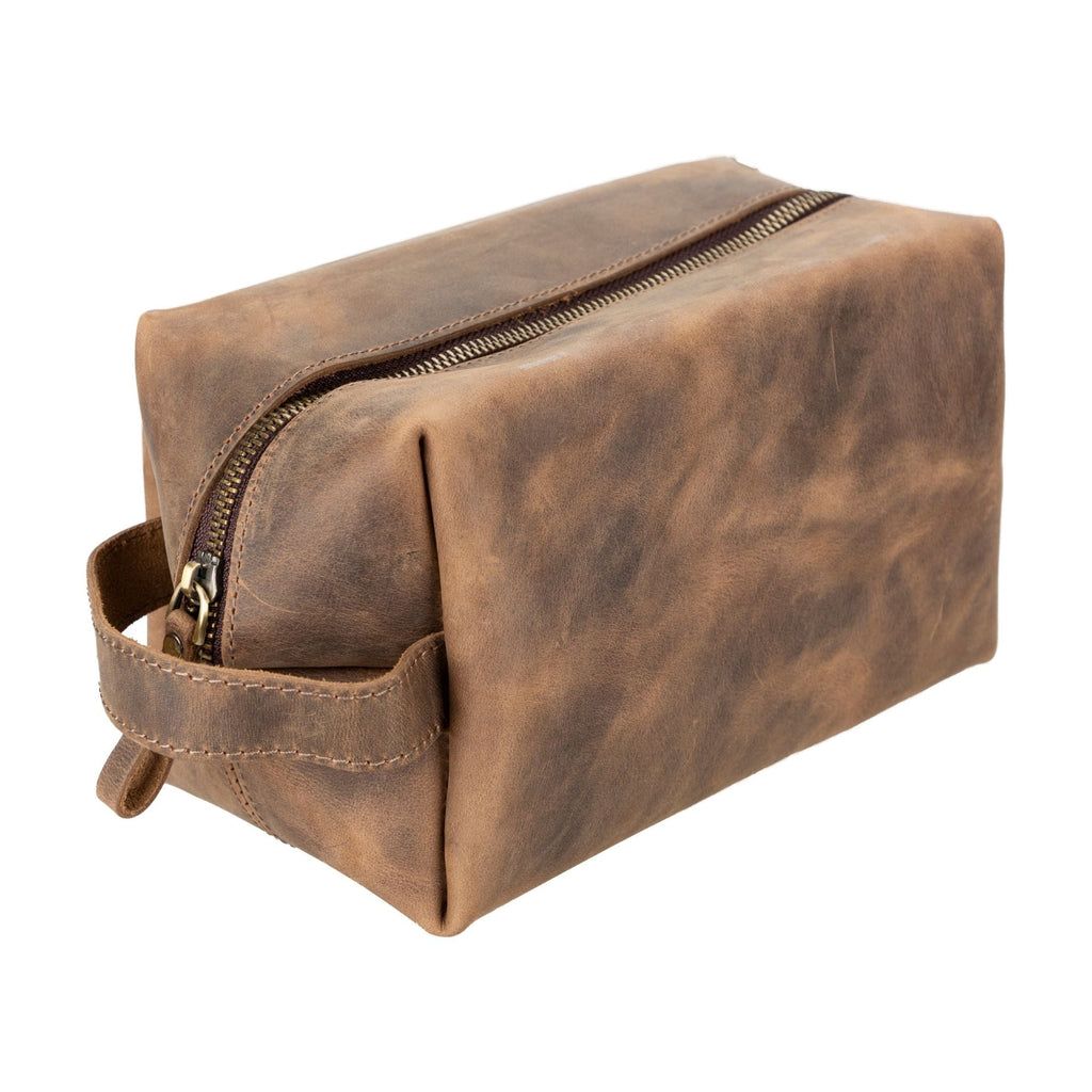 Oswego Men's Leather Dopp Kit & Small Travel Handbag