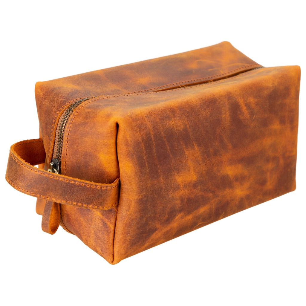 Oswego Men's Leather Dopp Kit & Small Travel Handbag