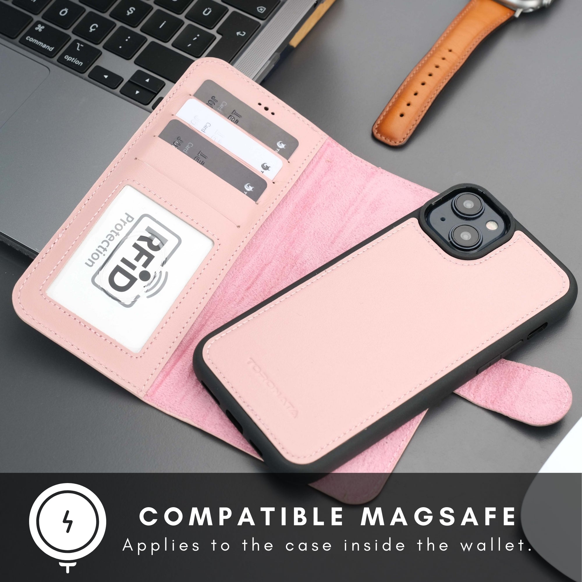 Casper Leather iPhone 15 Wallet Case | Detachable MagSafe Compatible RFID Protection