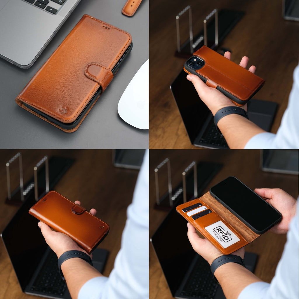 Casper Leather iPhone 15 Wallet Case | Detachable MagSafe Compatible RFID Protection