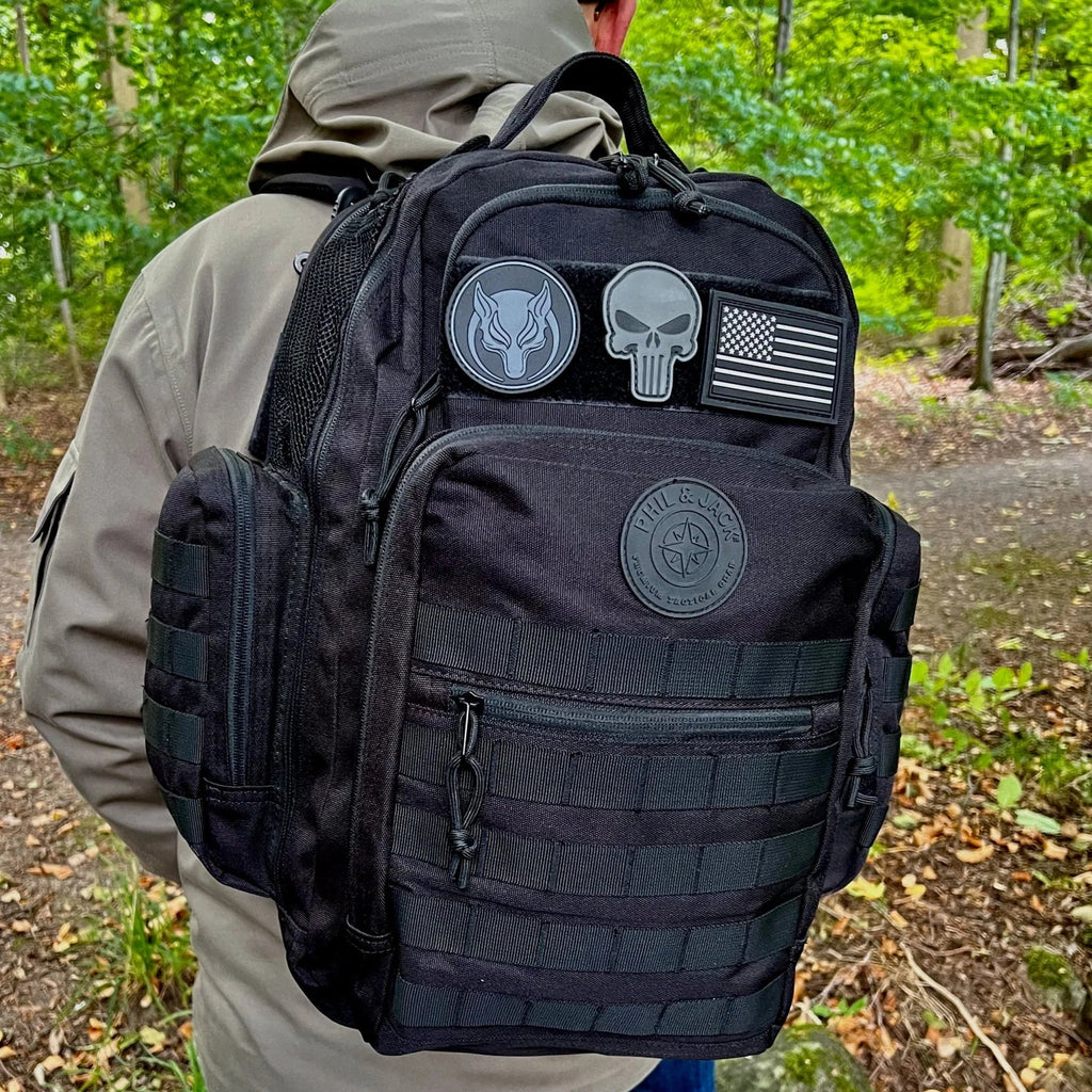 Phil & Jack Dad Diaper Bag Backpack, Baby Diaper Bag with Changing Station, Tactical Military Style, Womens Mens Diaper Bag (Black)