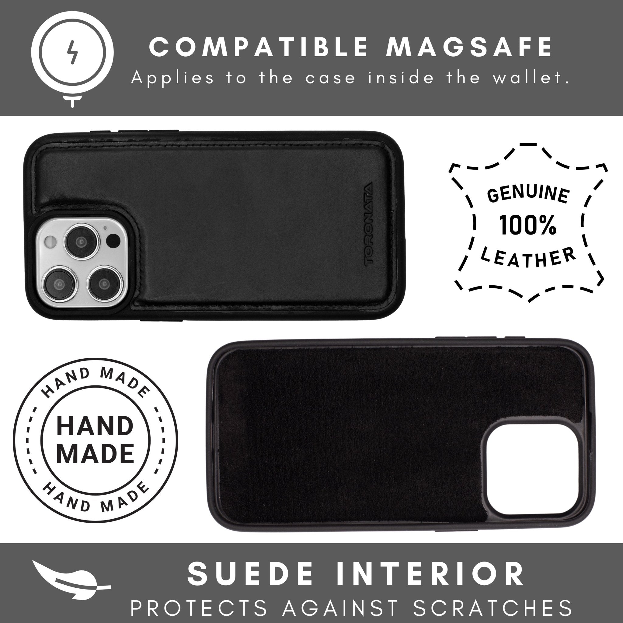 Vegas Premium Leather iPhone 15 Wallet Case with MagSafe | Detachable RFID Blocking Luxury Wallet
